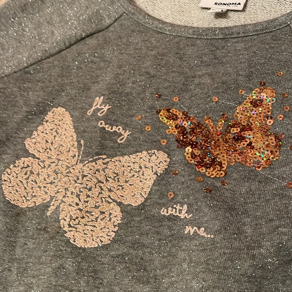 Girls Size 7 Butterfly Sweatshirt - Picture 2 of 4